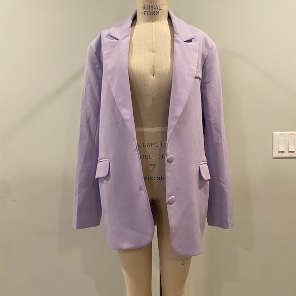 Nasty Gal Collection Shoulder Pad Tailored Longline Blazer in Lavender - Med - Picture 1 of 6